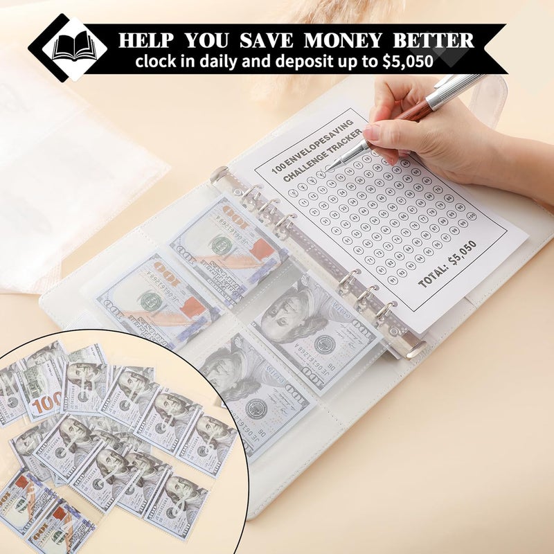 NICOOTH 100 Envelopes Money Saving Binder A5 Savings Challenge Book Easy and Fun Way to Save $5050 - Image 5